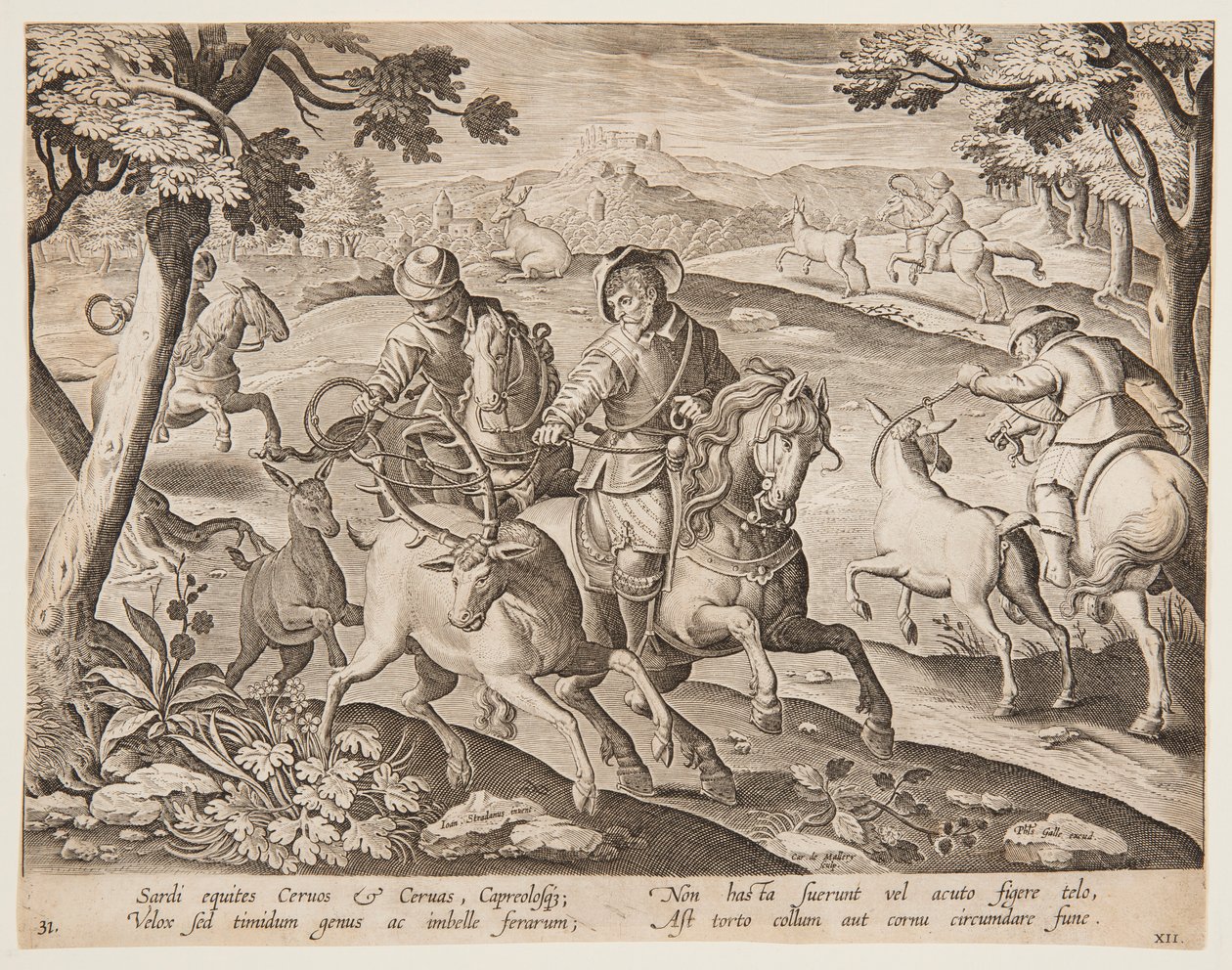 Trapping Deer by after Jan van der Straet, called Stradanus