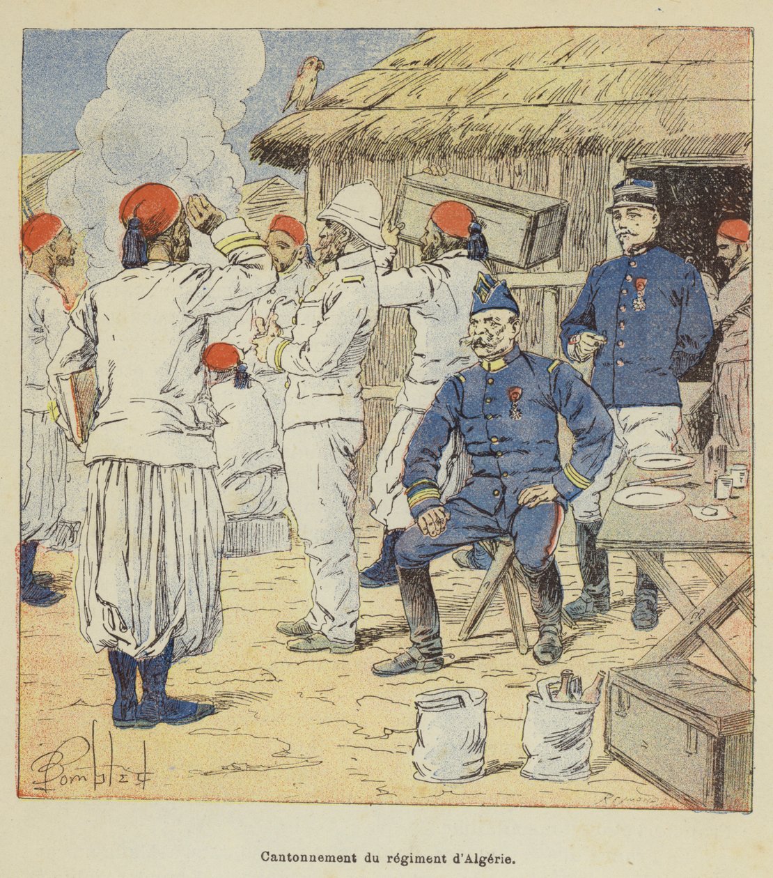 Cantonment of the Algerian Regiment by after Louis Charles Bombled