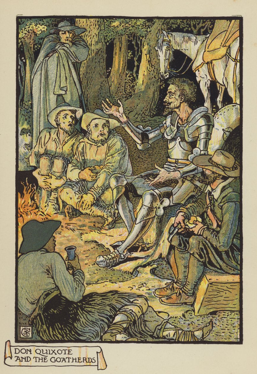 Don Quixote and the Goatherds by after Walter Crane