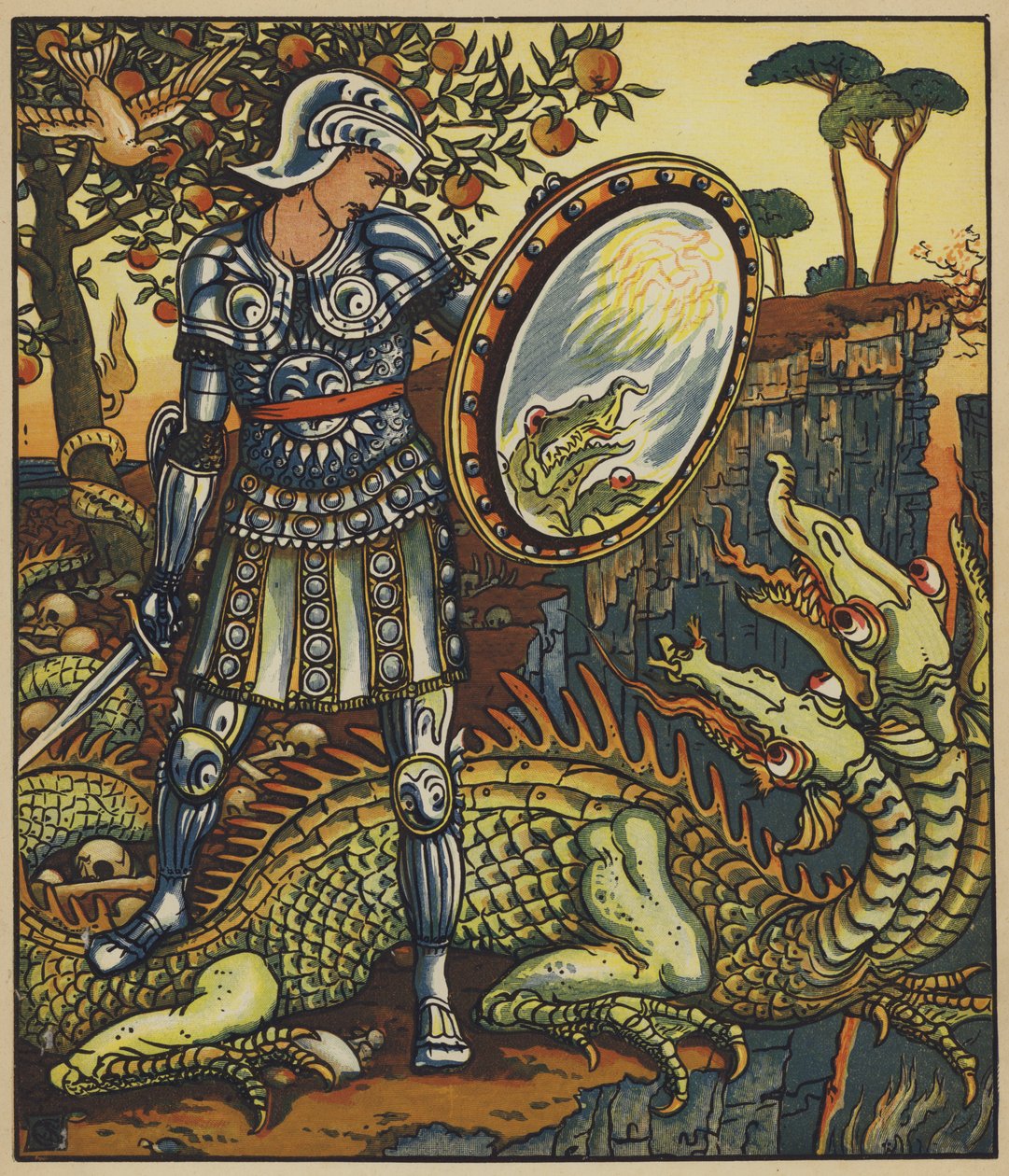 Prince Cheri and the Dragon by after Walter Crane