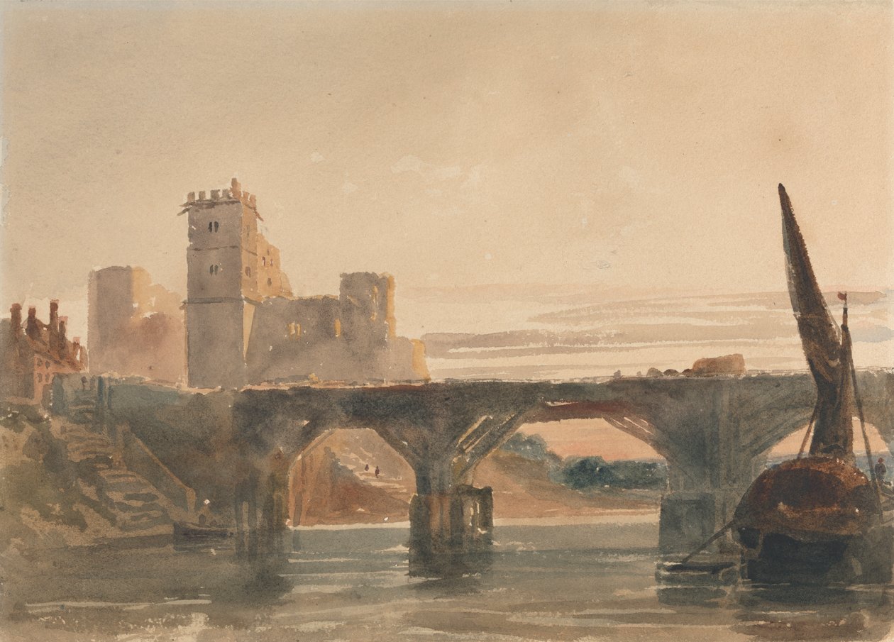 Chepstow Castle from the Bridge by attributed to Peter DeWint