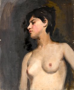 Female Half-Nude. Black Background. c.1880