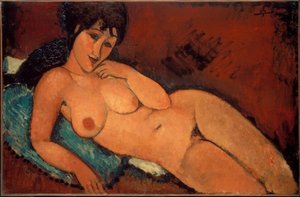 Nude on Blue Cushion