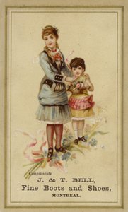 Lady and Girl with Basket of Flowers