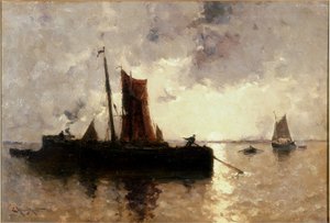 River Scene with Shipping