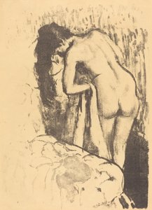 Nude Woman Standing, Drying Herself