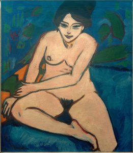 Nude on Blue Background