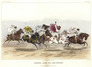 Five Costumed Monkeys on Horseback