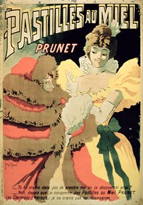 Poster advertising Honey Pastilles by Prunet, Paris