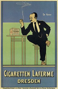 Poster advertising Laferme cigarettes