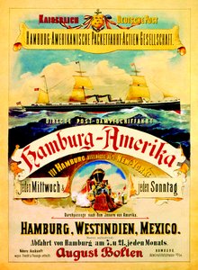 Poster Advertising the Hamburg American Line, 1883