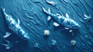 Koi Carp Fish Blue