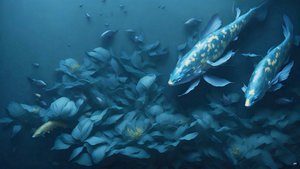 Koi Carp Fish Blue