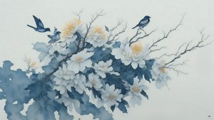 Chrysanthemum Flower in Blue