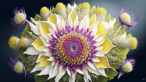 Mandala: Thistle with Blossom Elements 02