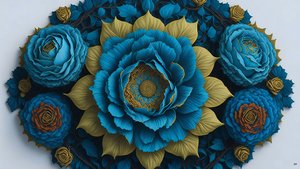 Mandala: Roses-Blue Elements 02