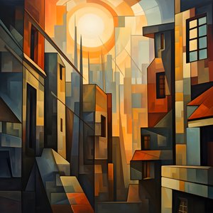 Cubist Style Urban Landscape Painting 3
