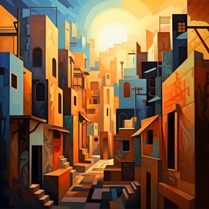 Cubist Style Urban Landscape Painting 4