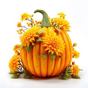Pumpkin with Flowers Growing Out 1