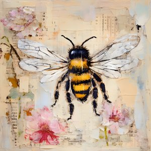 A Bee Illustration in Pastel Impasto Oil Technique 1