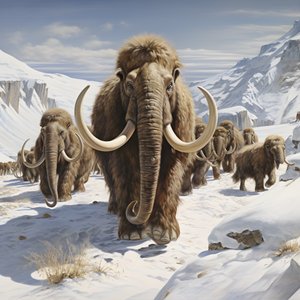 Woolly Mammoth Herd in the Tundra 1