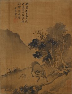 Herd-boy tugging water buffalo
