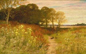 Landscape with Wild Flowers and Rabbits