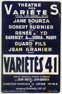 Poster Advertising Variétés 41 Variety Show, France