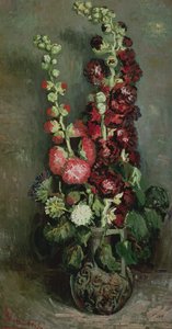 Vase of Hollyhocks