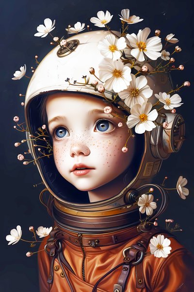 Child astronaut on the planet Flowers by F. Abderrahim