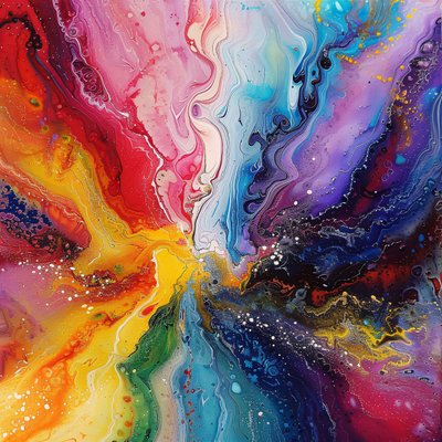 Abstract Art with Acrylic Paint Colors on Canvas by F. Abderrahim