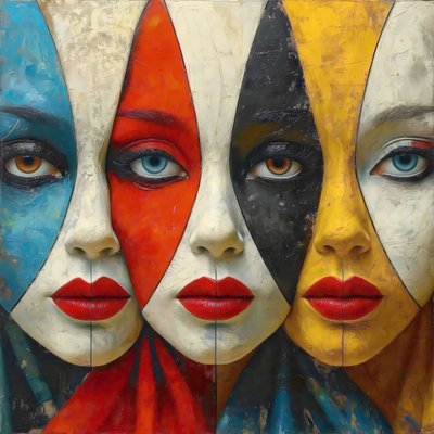 Abstract women faces in gorgeous geometric patterns by F. Abderrahim