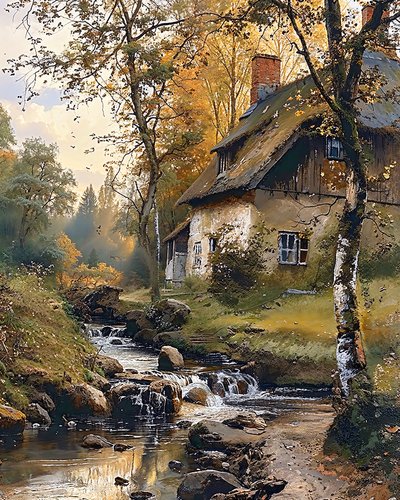 A House on the Edge of a Water Bank by F. Abderrahim