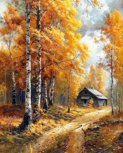 Traditional house in a birch forest by F. Abderrahim