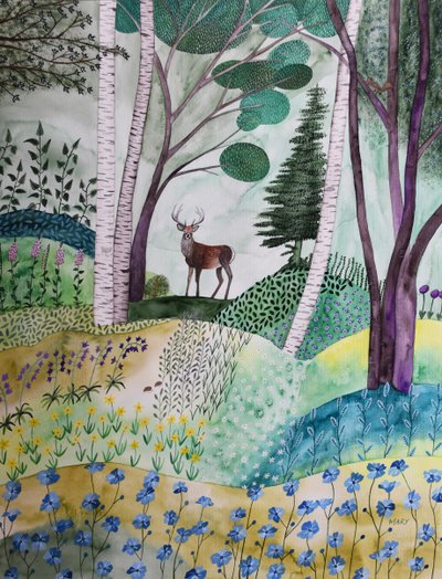 Spring in the Forest by Marys Watercolors