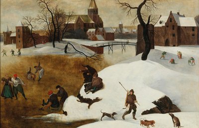 Winter landscape with skaters by Abel Grimmer