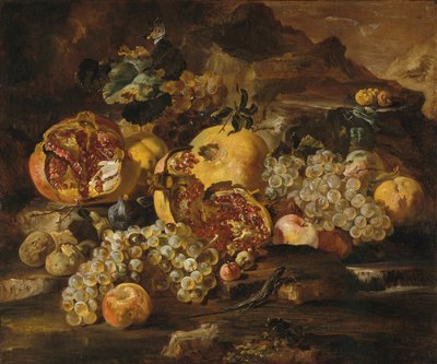 Pomegranates and Other Fruit in a Landscape by Abraham Brueghel
