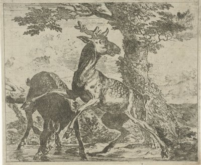 Startled Deer (Various Animals) by Abraham Danielsz. Hondius