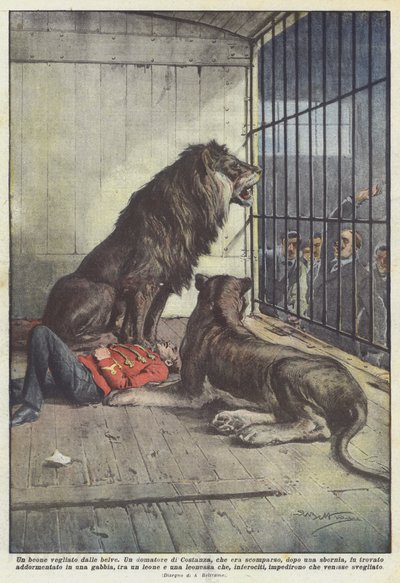 A Drunk Watched Over by Beasts by Achille Beltrame