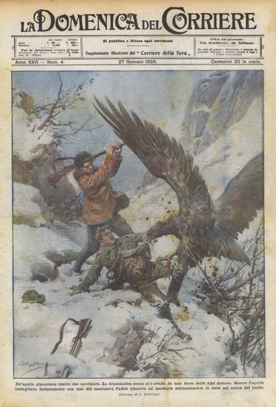 A Gigantic Eagle Against Two Hunters by Achille Beltrame