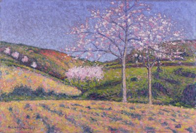 Almond trees in blossom by Achille Lauge