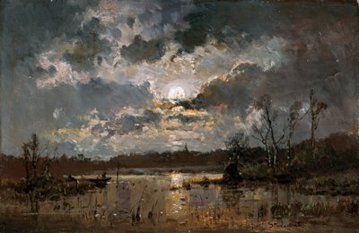 Moonlight on the Lake by Adolf Stademann