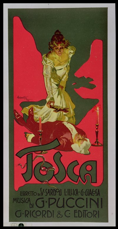 Tosca, poster advertising a performance by Adolfo Hohenstein