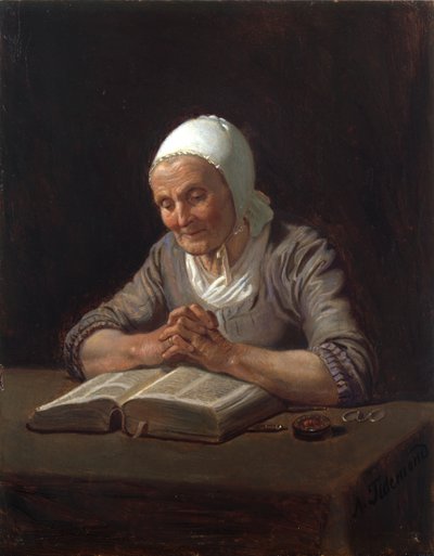 Old Woman Reading by Adolph Tidemand