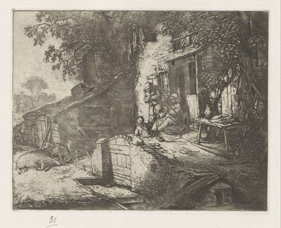 Spinning Woman in Front of a House by Adriaen van Ostade