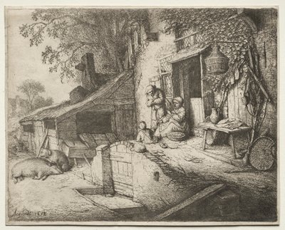 The Woman Spinning by Adriaen van Ostade