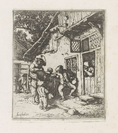 Two Musicians in Front of a House by Adriaen van Ostade