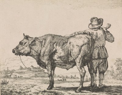 Man Standing with Bull by Adriaen van de Velde