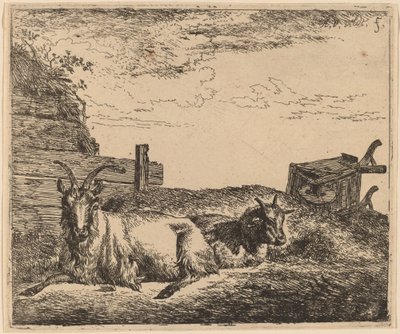 Recumbent Goats by Adriaen van de Velde