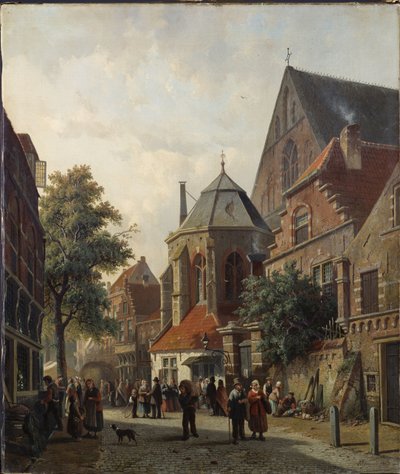 A Dutch Street Scene by Adrianus Eversen